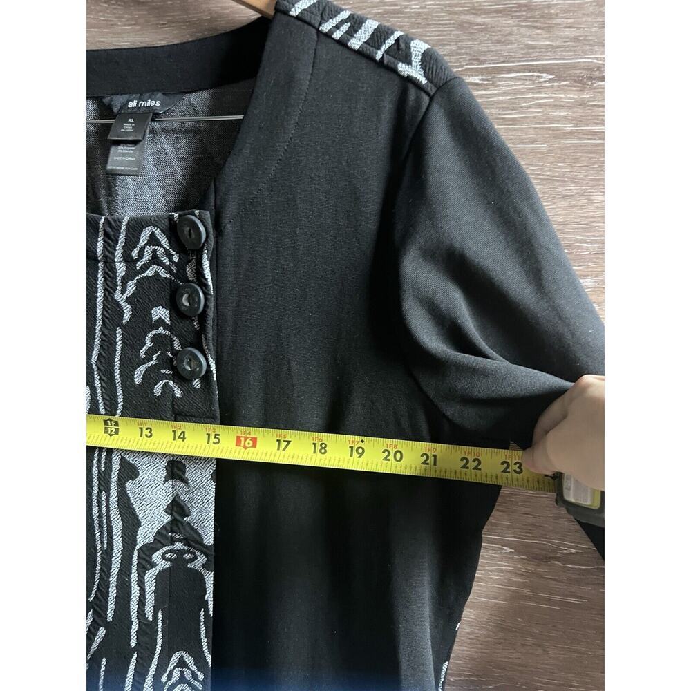 Ali Miles Black Tunic Shirt Blouse XL Women Stretchy Pockets Unique Modern Artsy - Picture 8 of 11